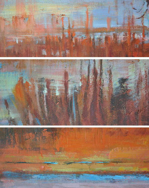 Large Abstract Painting,Abstract Landscape Oil Painting,Custom Canvas Wall Art,Blue,Pink,Orange,Red